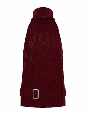 Women's Cable Knit Turtleneck Sweater - Burgundy